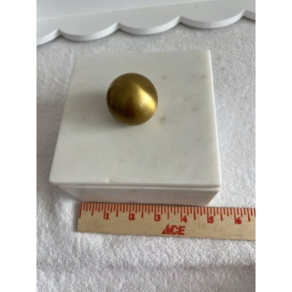 Alabaster Marble 5” X 5” Trinket Box With Gold Knob Square Versatile Storage - Picture 4 of 9